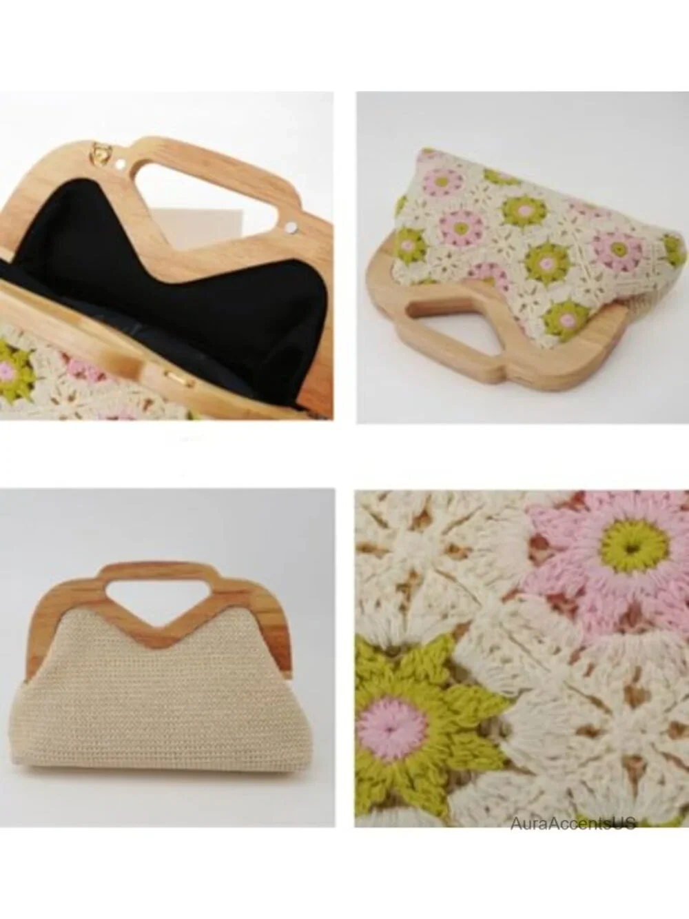Crochet Beach Bag Shoulder Hobo Handbag Women Macrame Knit Summer Tote Purse